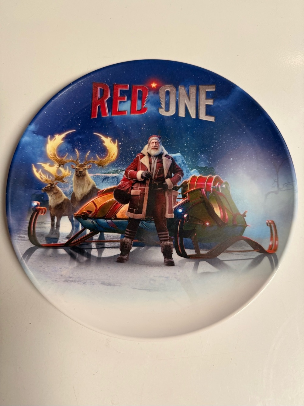 Plate Cookie RED ONE movie themed , 8" diameter